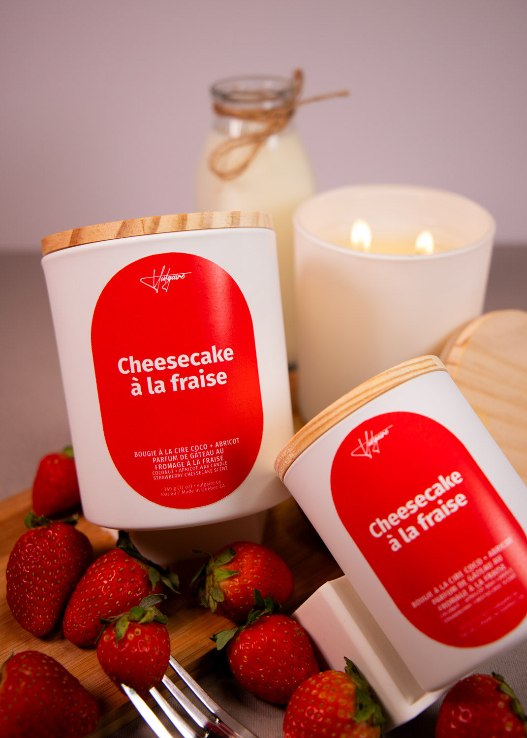 Bougie Cheesecake à la fraise