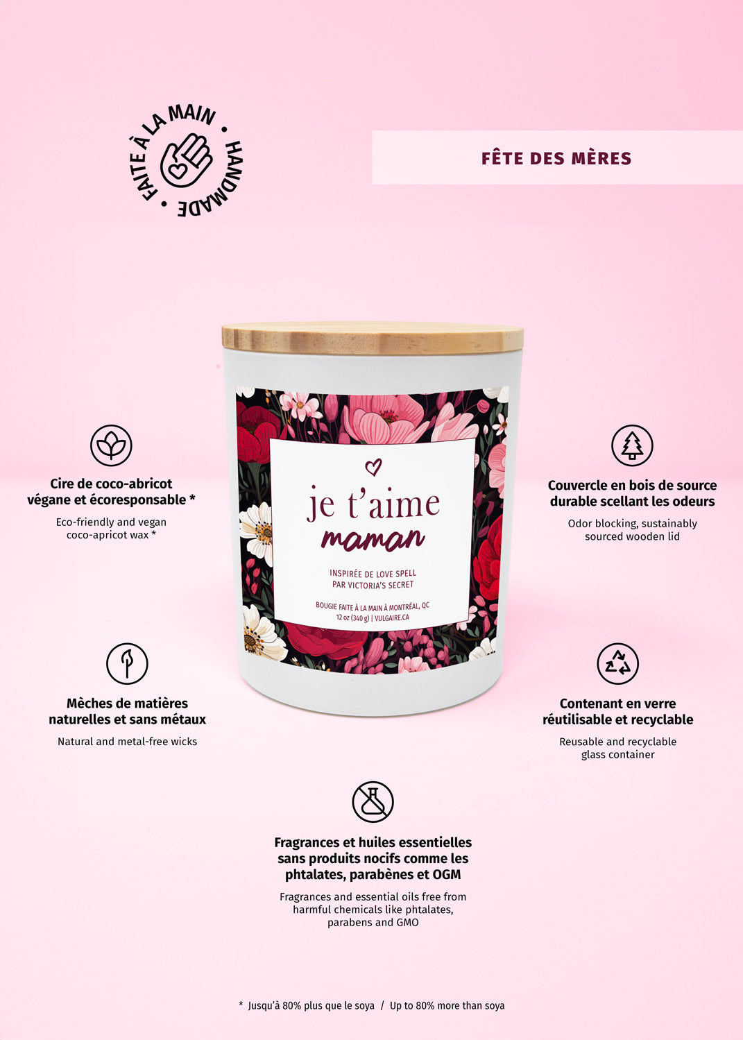 Bougie Je t'aime maman