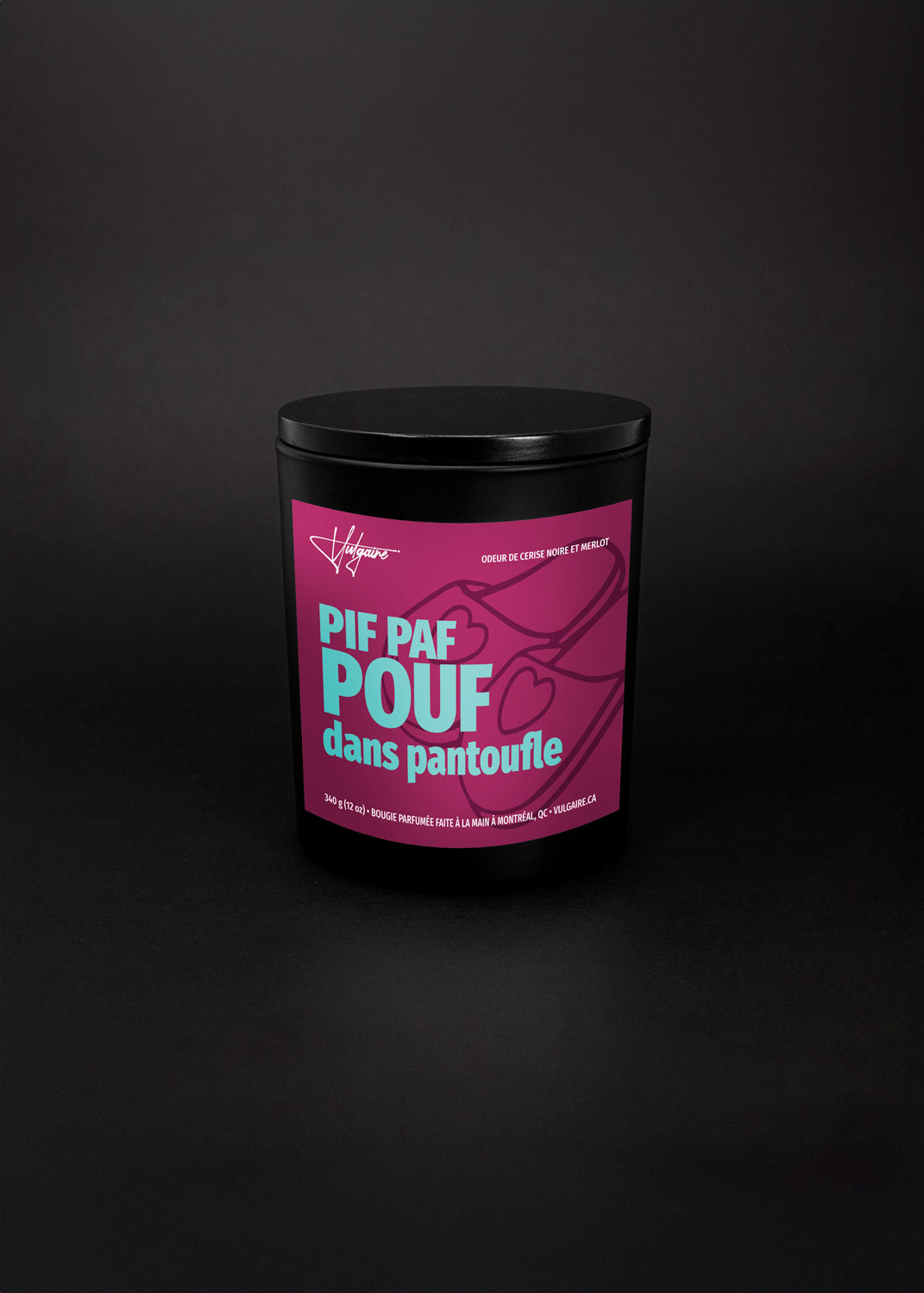 Bougie Pif, paf, pouf dans pantoufle