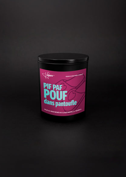 Bougie Pif, paf, pouf dans pantoufle