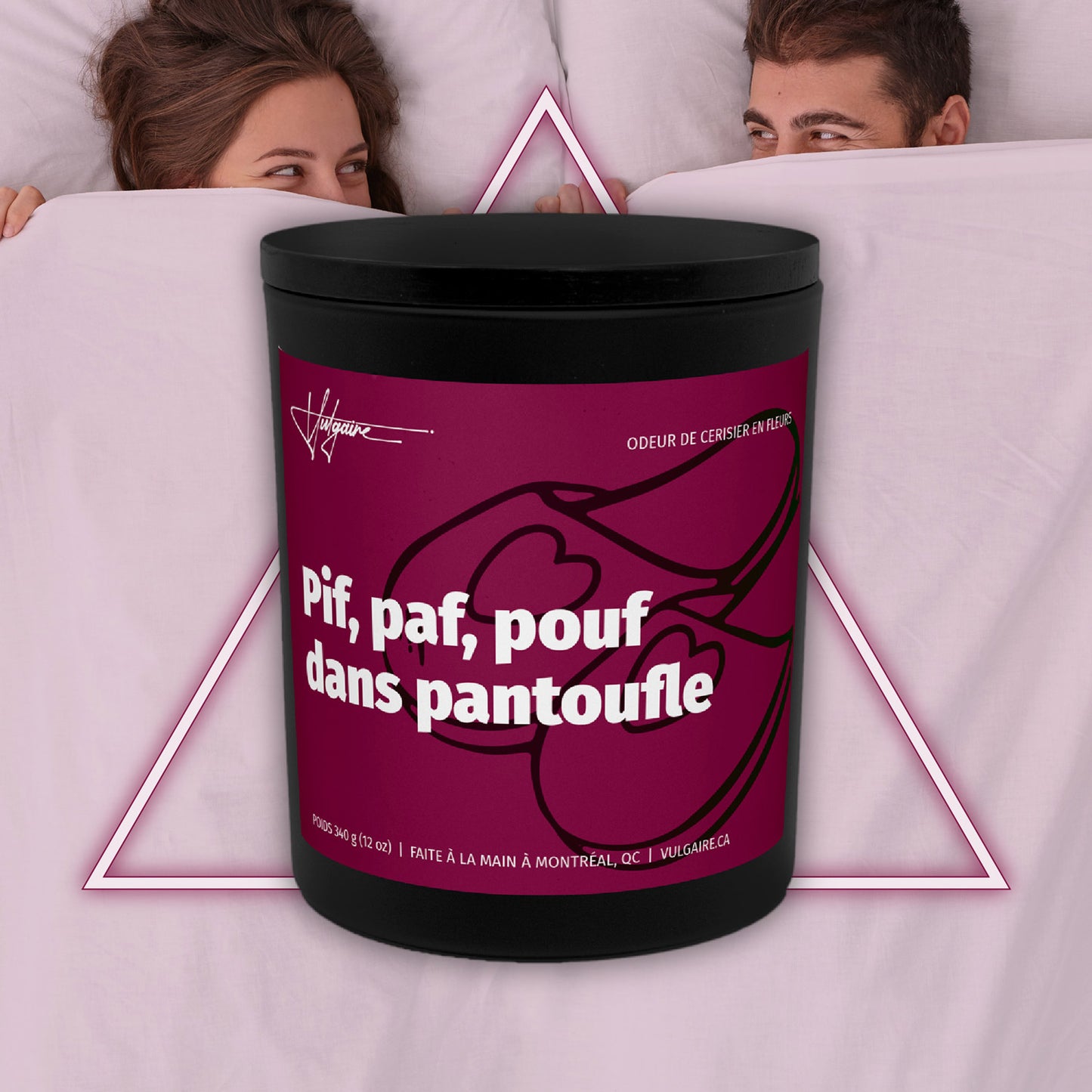 Bougie Pif, paf, pouf dans pantoufle